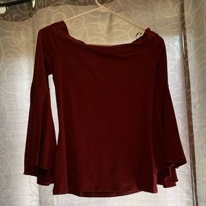 Express off the shoulder maroon top